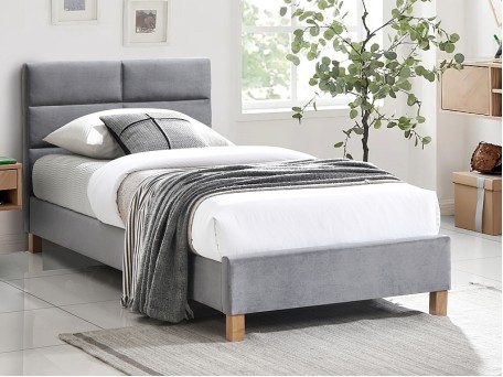 ŁÓŻKO SIERRA VELVET 90x200 KOLOR SZARY/DĄB TAP. 150